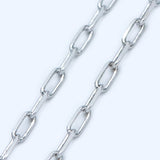 Rhodium Plated Brass Cable Chain, Oval Link Size 2.7x6mm, 1 Meter