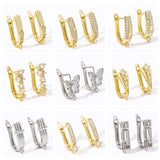 Rhodium Butterfly Earring Hooks Clasp with Zircon, DIY Jewelry Making