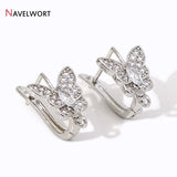 Rhodium Butterfly Earring Hooks Clasp with Zircon, DIY Jewelry Making