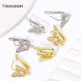 Rhodium Butterfly Earring Hooks Clasp with Zircon, DIY Jewelry Making