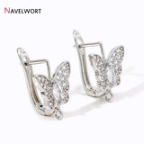 Rhodium Butterfly Earring Hooks Clasp with Zircon, DIY Jewelry Making