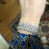 Rhodium CZ Crystal Floral Tennis Bracelet for Wedding or Daily Wear