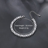 Rhodium CZ Crystal Floral Tennis Bracelet for Wedding or Daily Wear