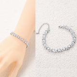 Rhodium CZ Crystal Floral Tennis Bracelet for Wedding or Daily Wear