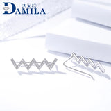 Rhodium Plated Earrings Silver 925 with CZ No Pierced Ear Clip Jewelry