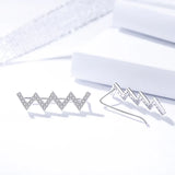 Rhodium Plated Earrings Silver 925 with CZ No Pierced Ear Clip Jewelry
