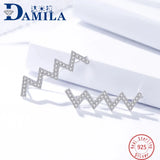 Rhodium Plated Earrings Silver 925 with CZ No Pierced Ear Clip Jewelry