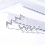 Rhodium Plated Earrings Silver 925 with CZ No Pierced Ear Clip Jewelry