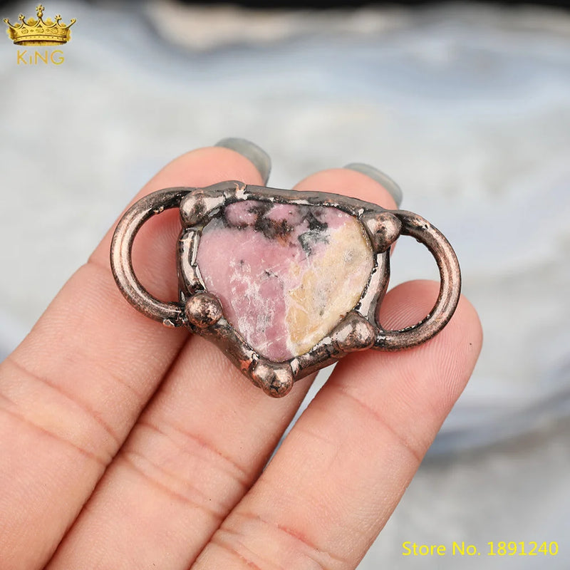 Rhodonite Heart Beads Charm Pendant Jewelry