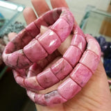 Rhodonite Stone Beads Bracelet Natural Stone Bangle Jewelry Gift