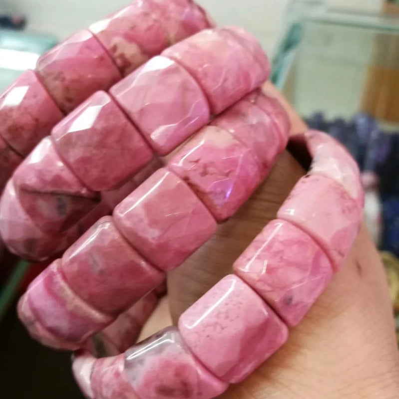 Rhodonite Stone Beads Bracelet Natural Stone Jewelry