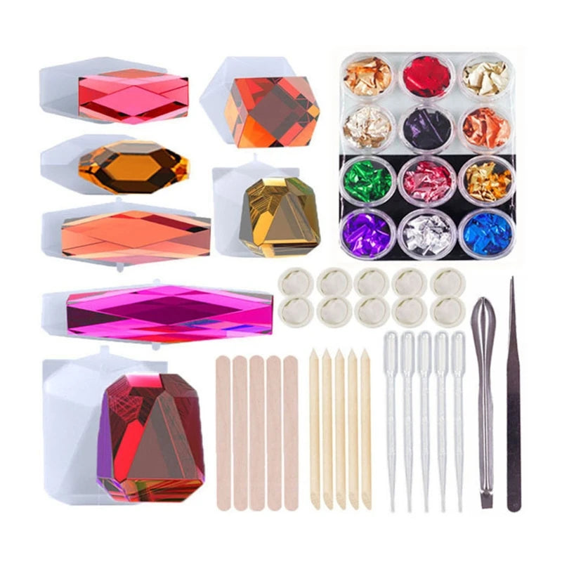 Rhomboid Building Blocks Crystal Epoxy Resin Mold DIY Crafts Ornaments