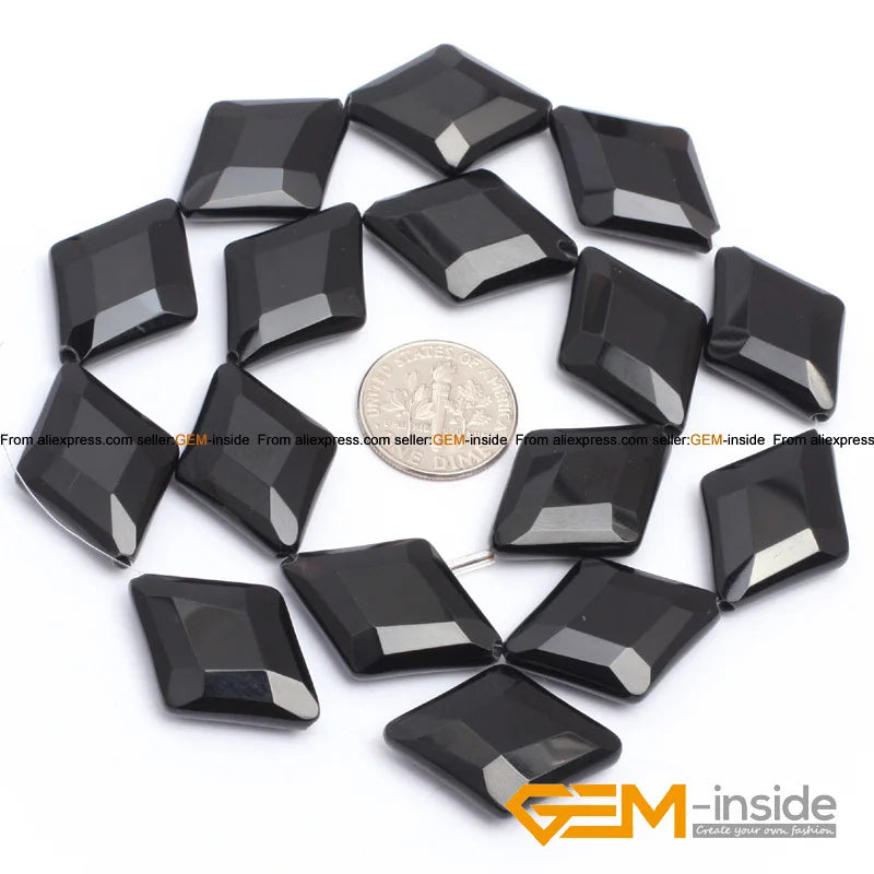 Rhombus Faceted Agate Beads 15in Strand