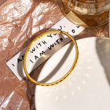 Rhombus Engraved Bangles for Women Stainless Steel Minimalist Bangles