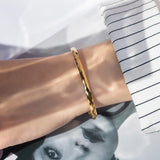 Rhombus Engraved Bangles for Women Stainless Steel Minimalist Bangles