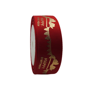 Polyester Ribbon Bow 2.5cm 10Yard Cake Baking Floral Happy Birthday Decoration