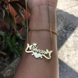 Heart Charm Choker Name Necklace Stainless Steel Personalized Jewelry