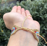 Handwoven Rice Ball Bracelet Boho Ripple Eye Adjustable Unisex Beaded