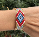 Handwoven Rice Ball Bracelet Boho Ripple Eye Adjustable Unisex Beaded