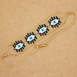 Hand Woven Devil's Eye Rice Ball Bracelet Adjustable Unisex Beaded Bracelet