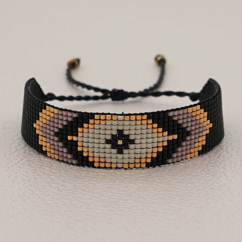 Handwoven Rice Ball Bracelet Geometric Shape Adjustable Unisex Bohemia Beaded
