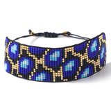 Leopard Print Hand Woven Rice Ball Bracelet Boho Adjustable Unisex