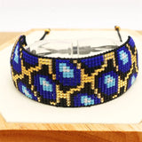 Leopard Print Hand Woven Rice Ball Bracelet Boho Adjustable Unisex