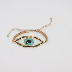 Rice Ball Bracelet Handwoven Retro Devil's Eye Pattern Adjustable