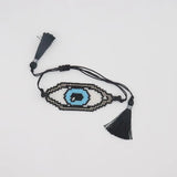 Rice Ball Bracelet Handwoven Retro Devil's Eye Pattern Adjustable