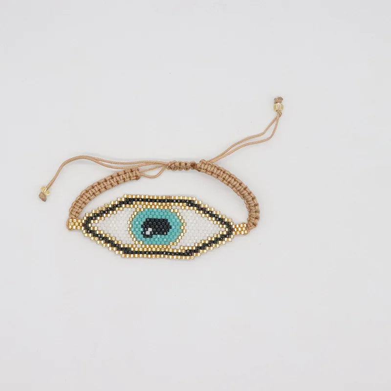 Rice Ball Bracelet Handwoven Retro Devil's Eye Pattern Adjustable