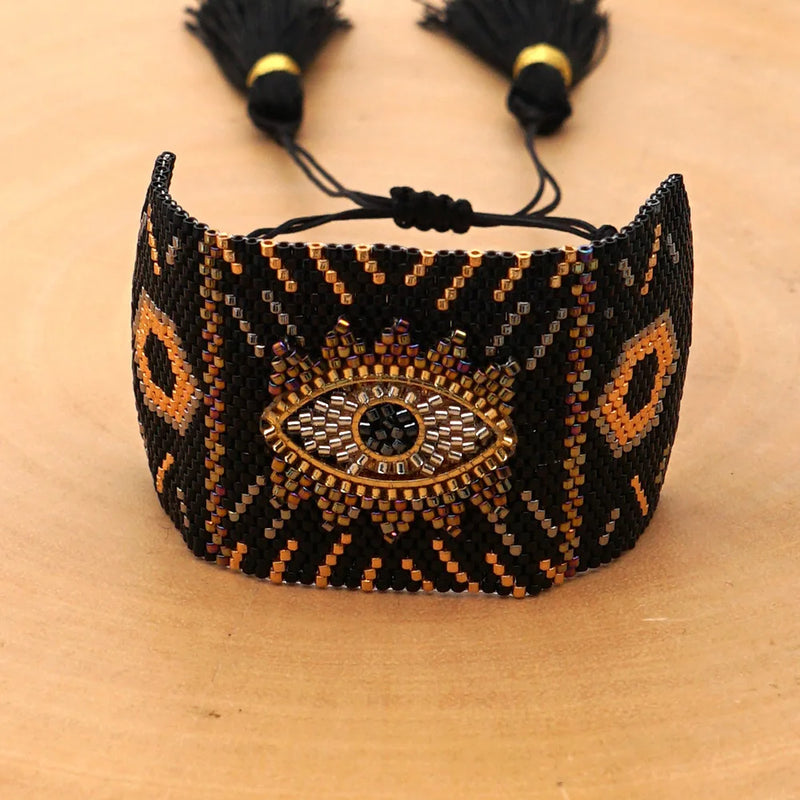 Rice Ball Bracelet Hand Woven Devil's Eye Adjustable Bohemia Unisex Bracelet