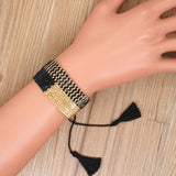 Rice Ball Bracelet Retro Stripe Bohemia Adjustable Beaded Bracelet
