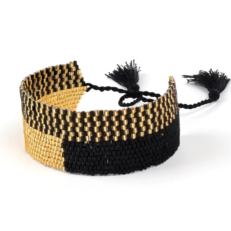 Rice Ball Bracelet Retro Stripe Bohemia Adjustable Beaded Bracelet