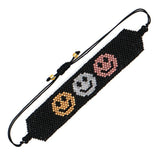 Rice Ball Bracelet Hand Woven Smiling Face Adjustable Unisex Beaded Bracelet