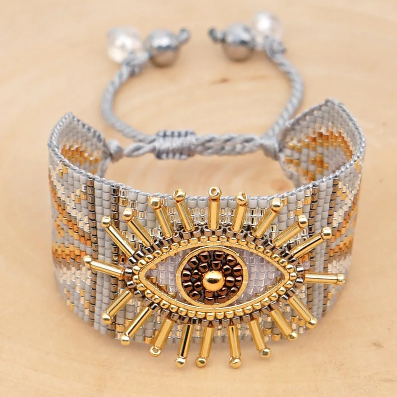 Rice Ball Bracelet Devil's Eye Bohemia Adjustable Unisex Beaded Bracelet