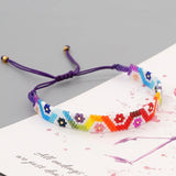 Hand Woven Rice Ball Bracelet Lucky Eye Rainbow Love Adjustable