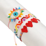 Hand Woven Rice Ball Bracelet Lucky Eye Rainbow Love Adjustable