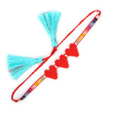 Hand Woven Rice Ball Bracelet Lucky Eye Rainbow Love Adjustable