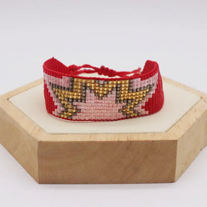 Rice Ball Bracelet Hand Woven Lightning Pattern Adjustable Unisex Bracelet