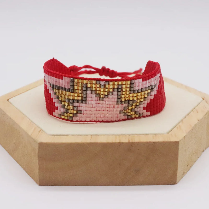 Rice Ball Bracelet Hand Woven Lightning Pattern Adjustable Unisex Bracelet