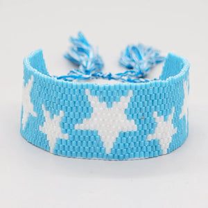 Boho Rice Ball Bracelet Hand Woven 5-Star Adjustable Unisex Beaded Bracelet