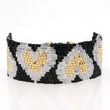 Heart Beaded Bracelet Adjustable Boho Unisex Rice Ball Hand Woven