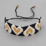 Heart Beaded Bracelet Adjustable Boho Unisex Rice Ball Hand Woven