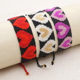 Heart Beaded Bracelet Adjustable Boho Unisex Rice Ball Hand Woven
