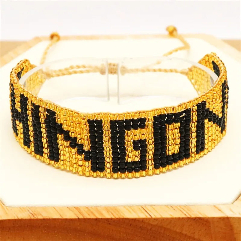 Rice Ball Bracelet Hand Woven Adjustable Boho Beaded Bracelet