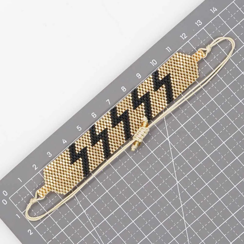 Handwoven Rice Ball Bracelet Lightning Pattern Bohemia Adjustable Unisex