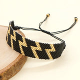 Handwoven Rice Ball Bracelet Lightning Pattern Bohemia Adjustable Unisex