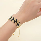 Handwoven Rice Ball Bracelet Lightning Pattern Bohemia Adjustable Unisex
