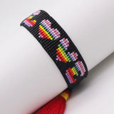 Rainbow Love Rice Ball Bracelet Hand Woven Adjustable Boho Unisex Bracelet