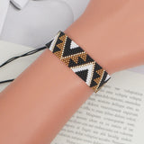 Rice Ball Bracelet Hand woven Retro Pattern Adjustable Unisex Beaded Bracelet